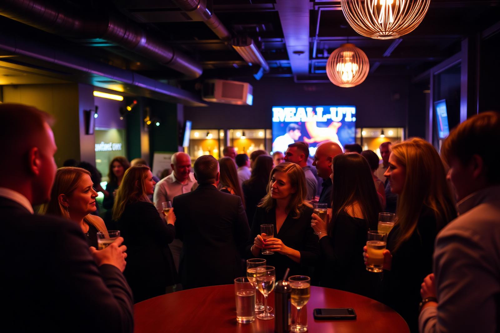 Guests enjoying drinks and after-work business networking at a stylish Manchester venue